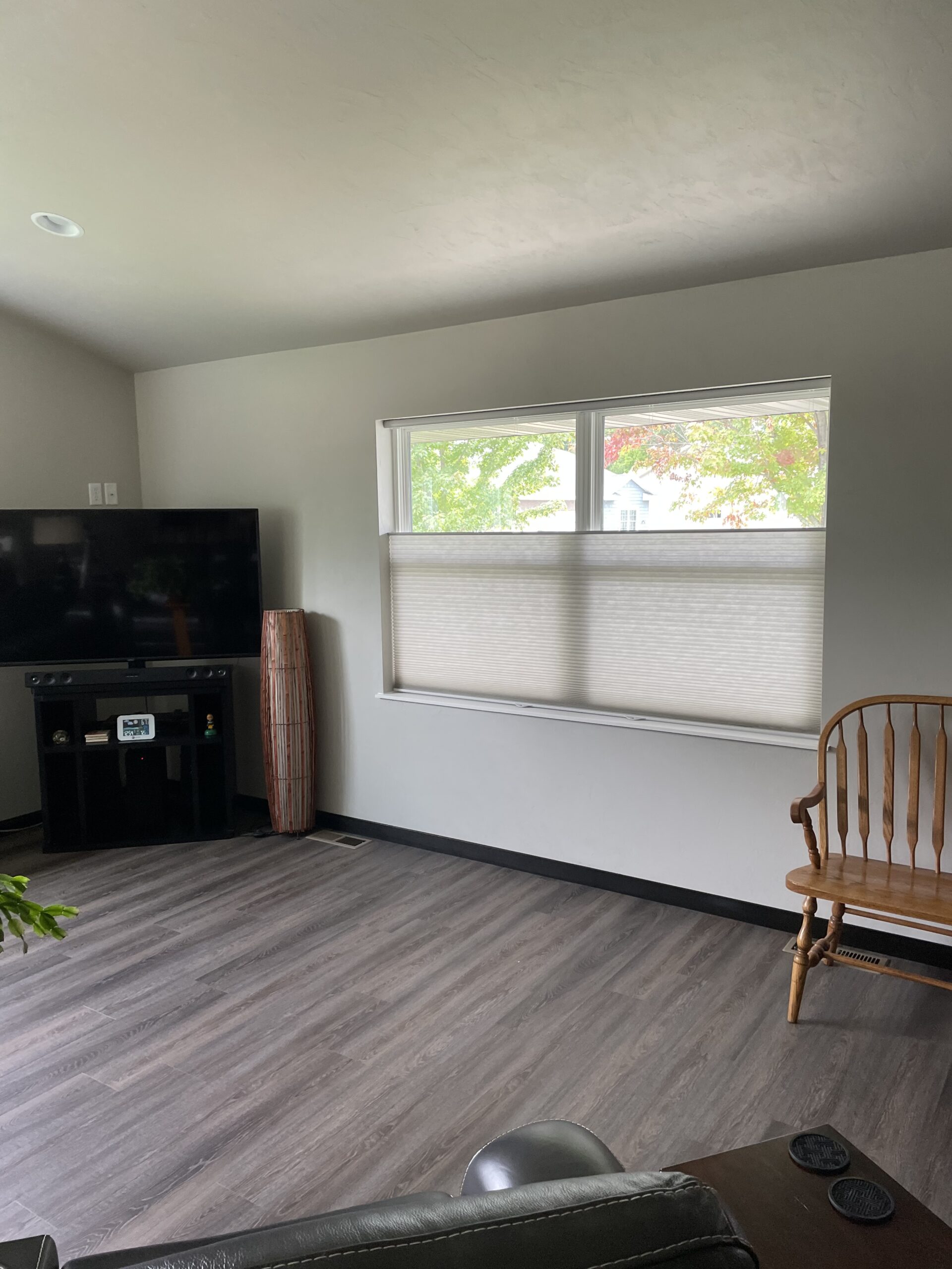 Installed window treatment adding privacy and filtered daylight to a room