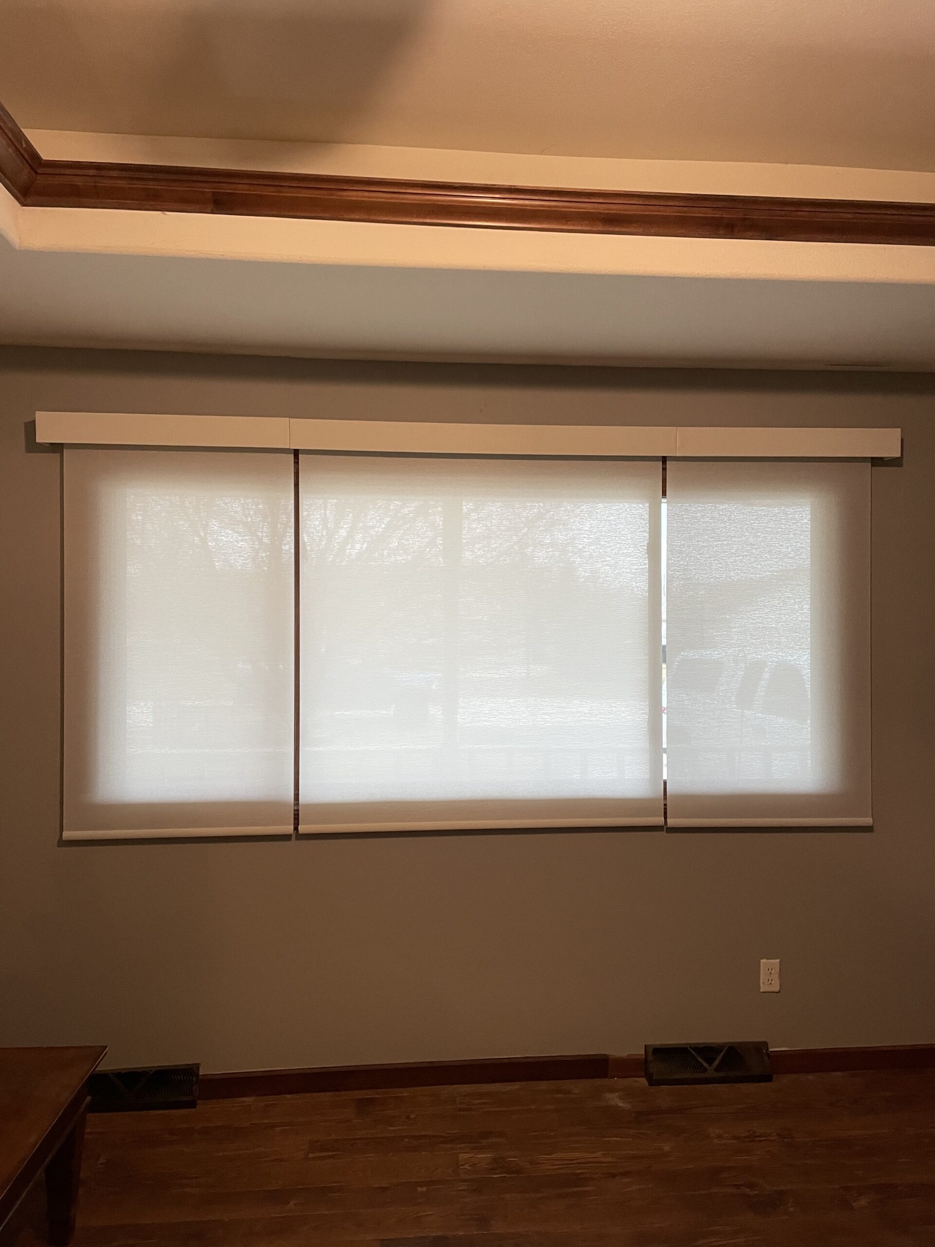 Completed interior project featuring custom light control and privacy solutions