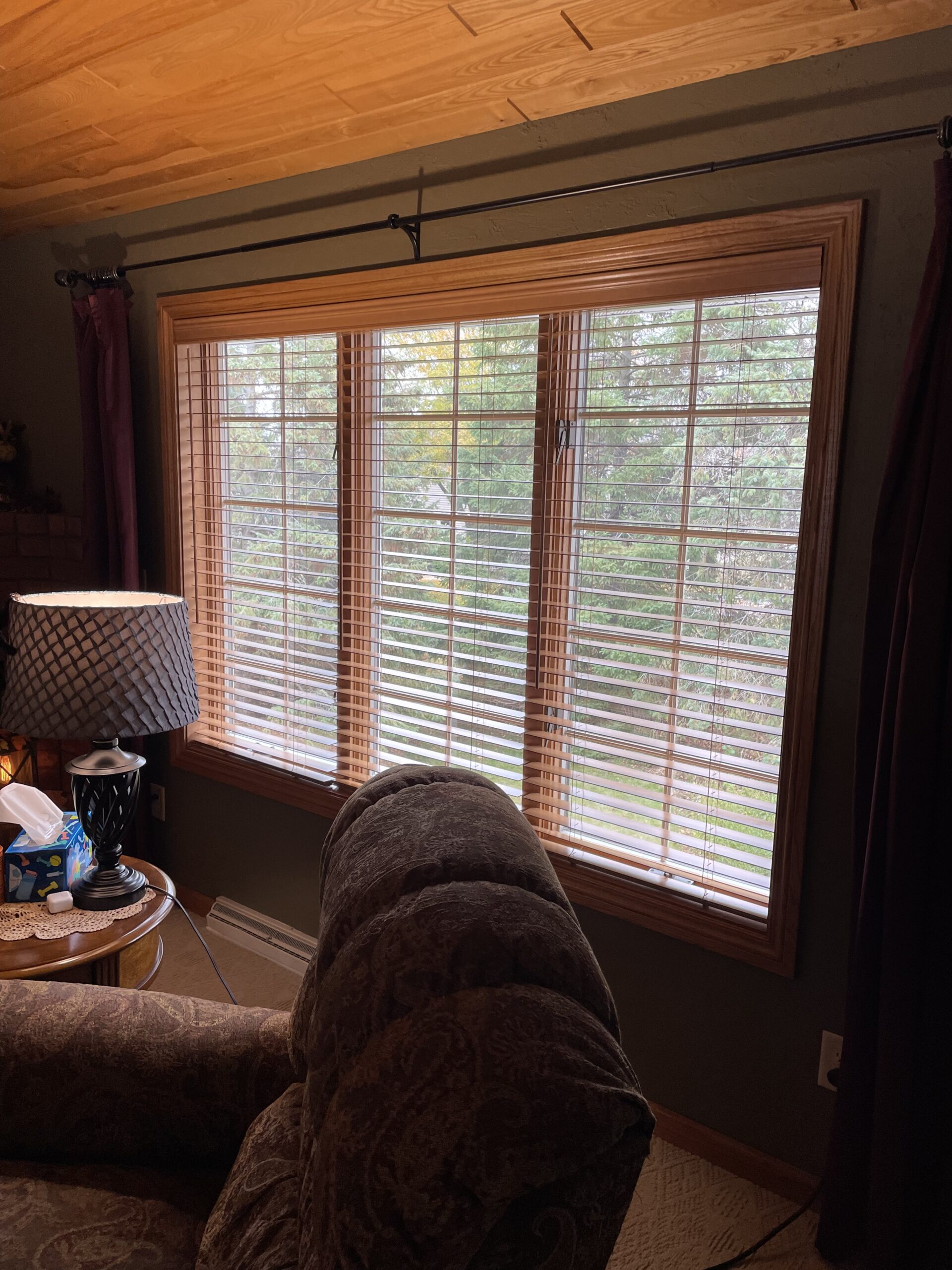 Installed window treatment with clean lines and warm natural light
