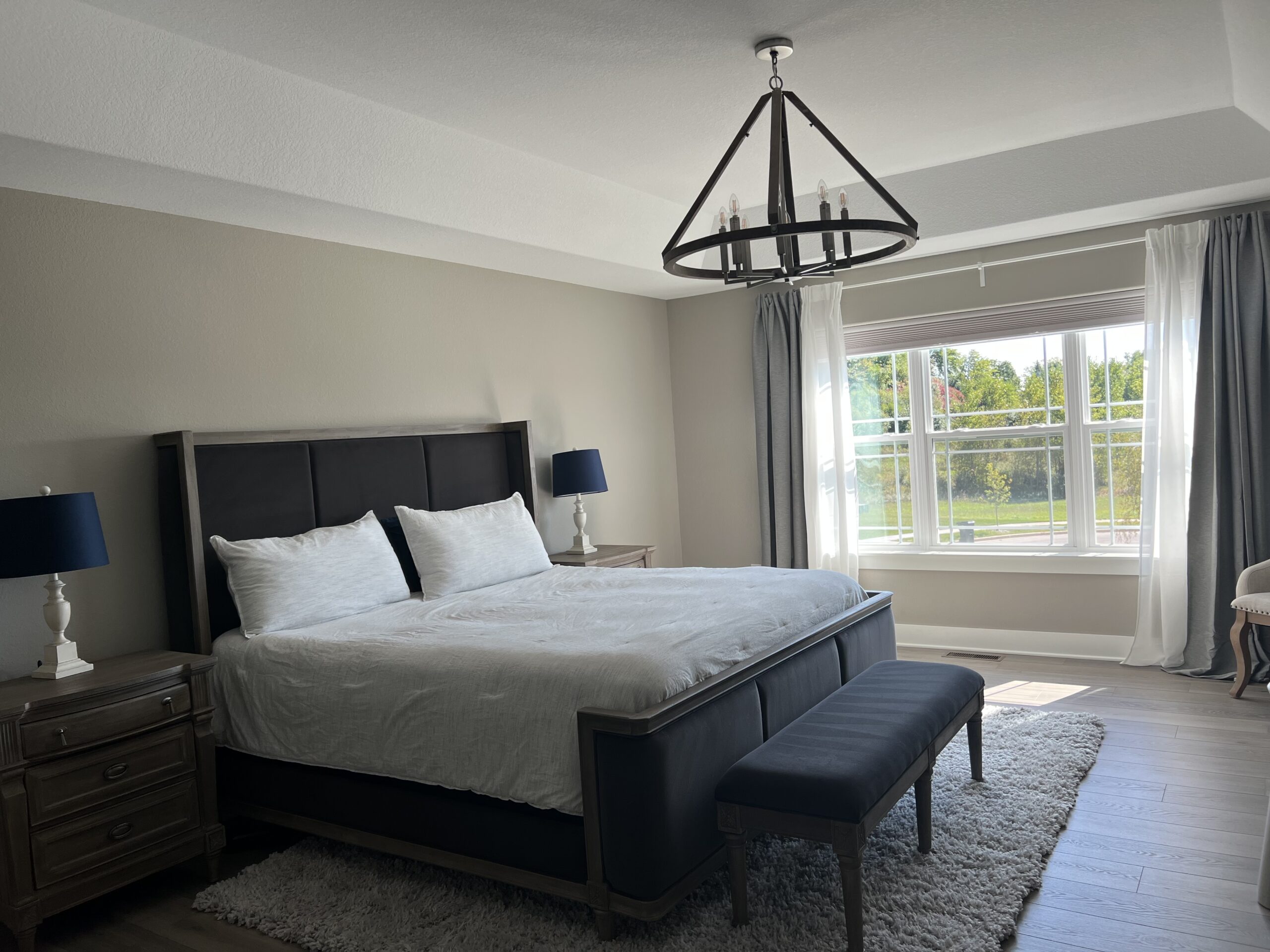 Custom shade or blind installation in a polished living space